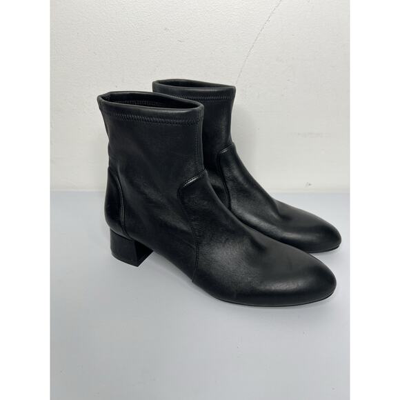 Stuart Weitzman Odetta Ankle Pull On Bootie Black Leather Size 10 - Picture 1 of 10
